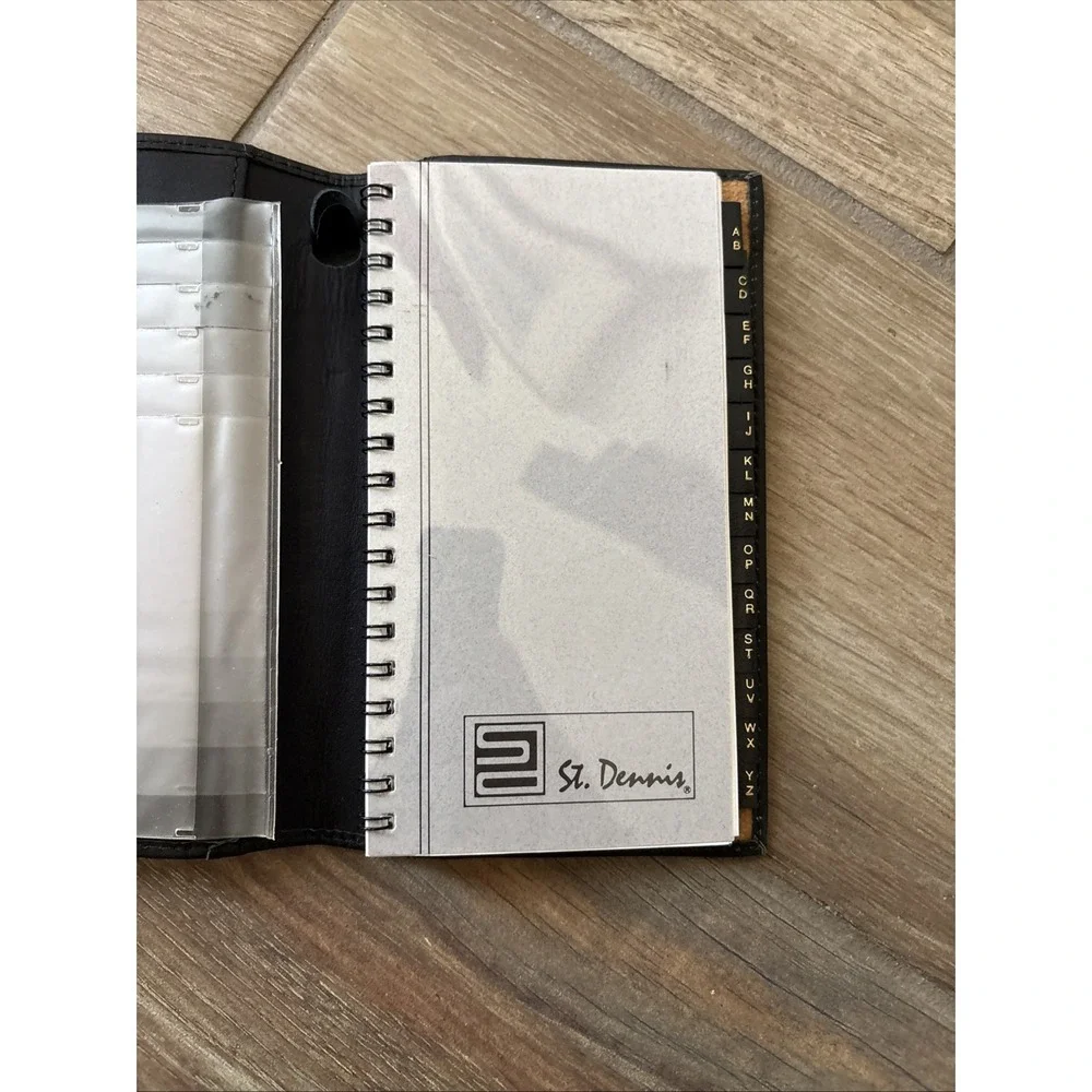 New Vnt St. Dennis Black Leather Address Book & 2 Inner Pockets Notepad 4
